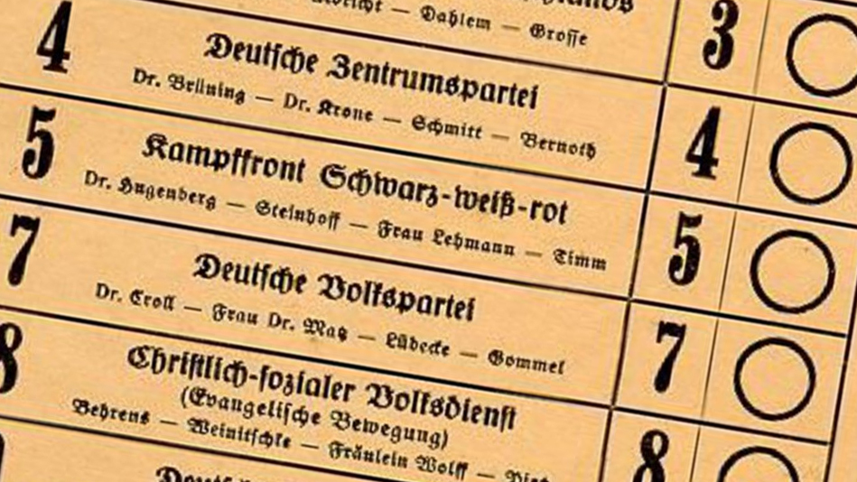 1933 - Ausschnitt eines Stimmzettels